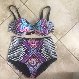 Tribal print, high waisted swim suit